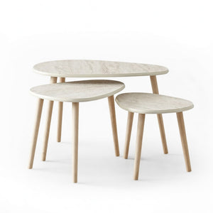 Modern Travertine Nesting Tables Set – 3 Pieces - Karrari