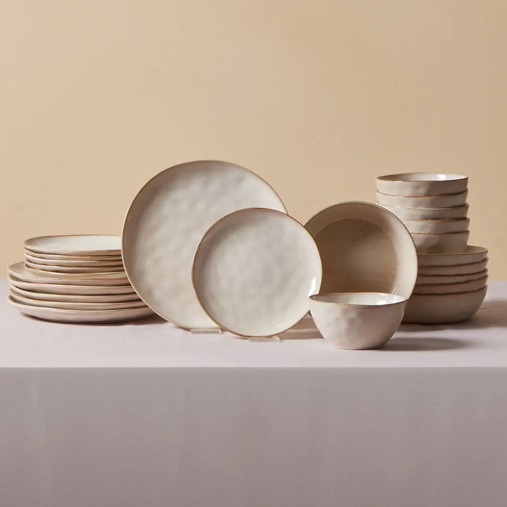 Karaca Aria Reactive Dinnerware Set – 24 Piece, Beige - Karrari