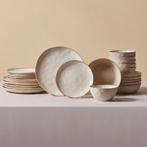 Karaca Aria Reactive Dinnerware Set – 24 Piece, Beige - Karrari