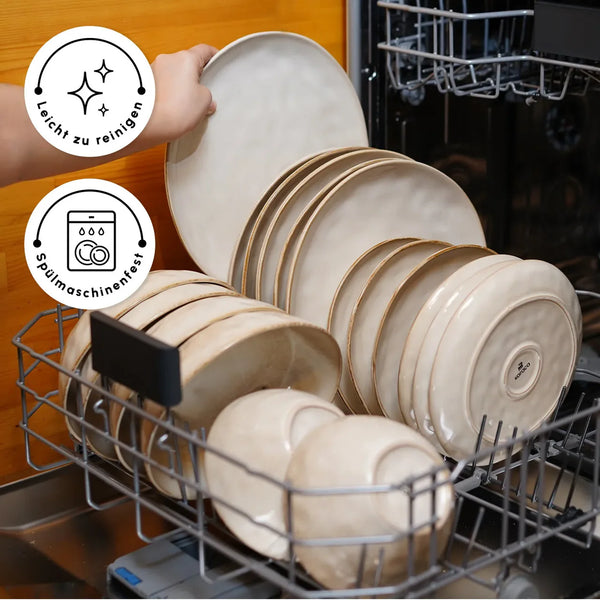 Karaca Aria Reactive Dinnerware Set – 24 Piece, Beige - Karrari
