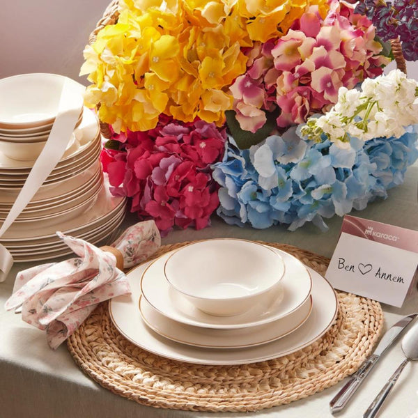 Karaca Rebeca Porcelain Dinner Set – 24 Piece, Gold - Karrari