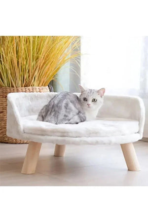 Cat Bed – Soft, Cozy, with a Curved Backrest & Wooden Legs