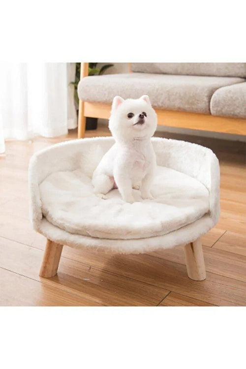 Cat Bed – Soft, Cozy, with a Curved Backrest & Wooden Legs