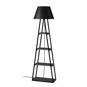 Modern Black Floor Lamp with Shelves