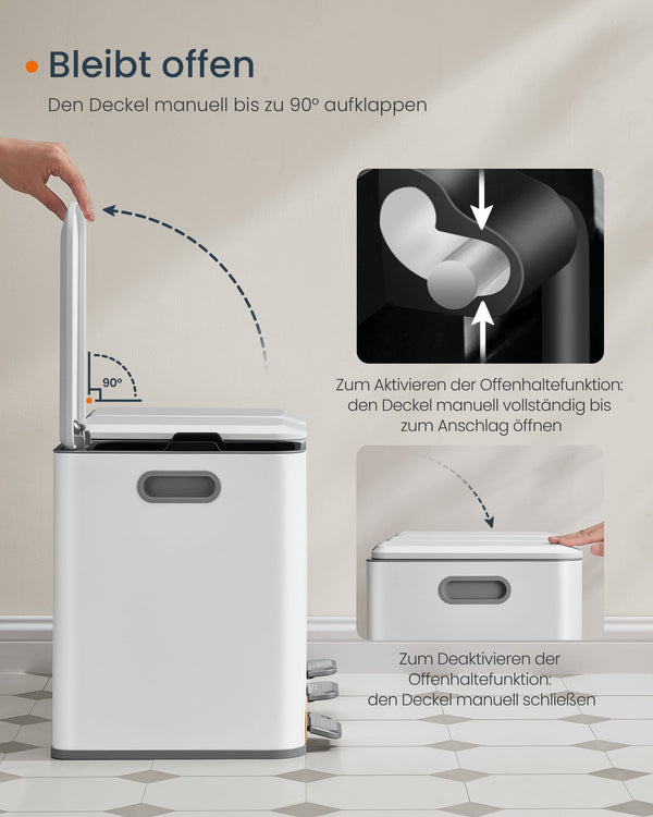3-in-1 Pedal Recycling Bin (3×15L Compartments) - Karrari