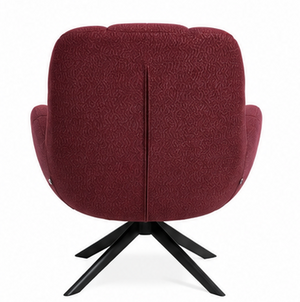 Red Upholstered Accent Armchair with Black Metal Base - Karrari