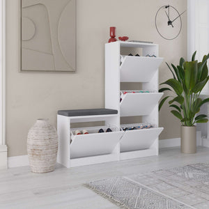 DUDE Shoe Cabinet with Compartments & Bench - Karrari