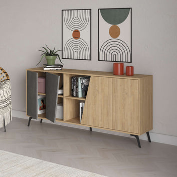 Fiona Console, 180cm, Sapphire Oak-Retro Grey