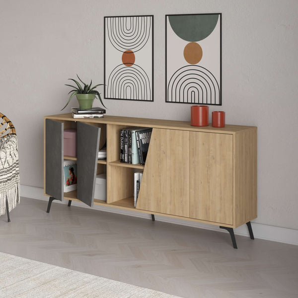 FIONA Console - Sapphire Oak & Retro Grey - Karrari