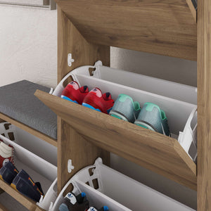 Brown Shoe Cabinet with Compartments & Bench - Karrari