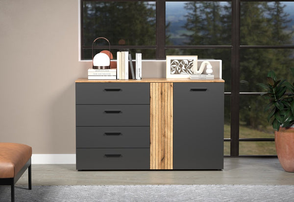 Esteban Chest in Anthracite / Coast Evoke Oak Finish