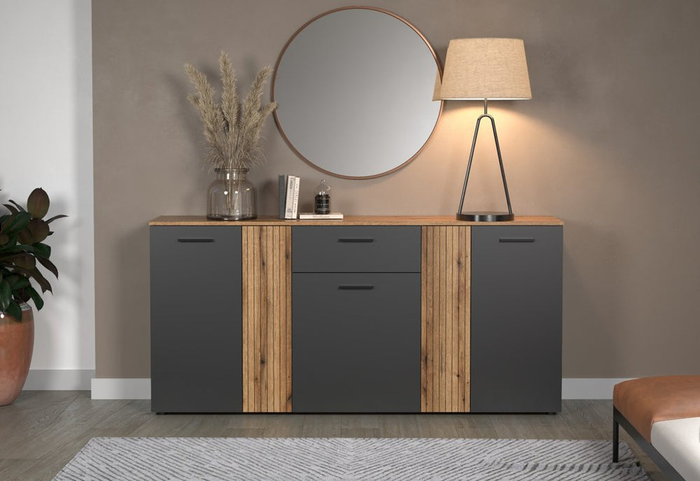 Esteban Chest – Anthracite & Coast Evoke Oak Melamine