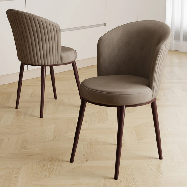 RİSA Dining Chairs - Brown Metal Legs (Set of 2)