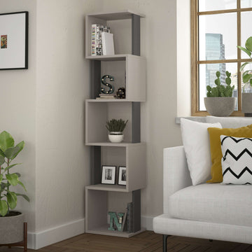 Unique and Elegant freestanding bookcase, 35 x 30 x 161, Antrachite & Mocca