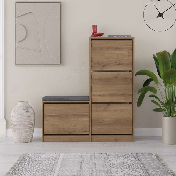 Brown Shoe Cabinet with Compartments & Bench - Karrari