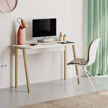 Contemporary Wooden Desk, Oak and White