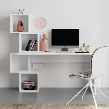 Stylish and functional desk with&nbsp; built-in bookcase, 4 open compartments.