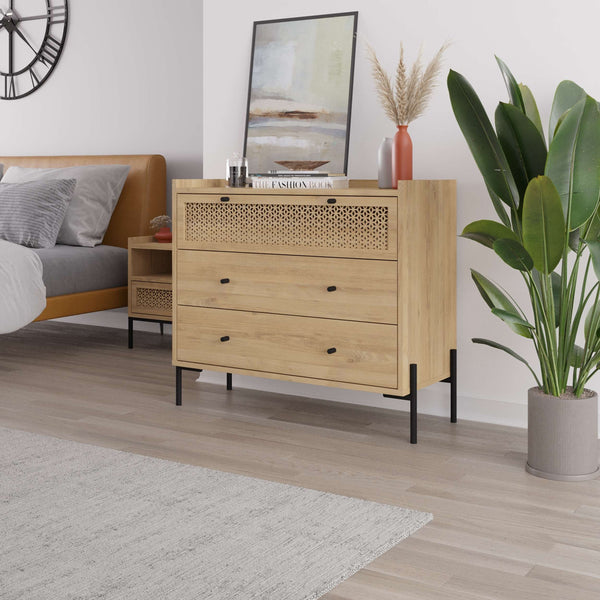 Naive Oak Finish 3-Drawer Chest - Karrari
