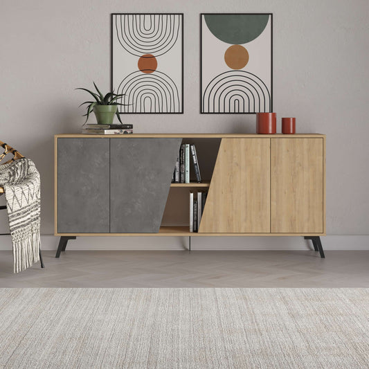 Fiona Console, 180cm, Sapphire Oak-Retro Grey