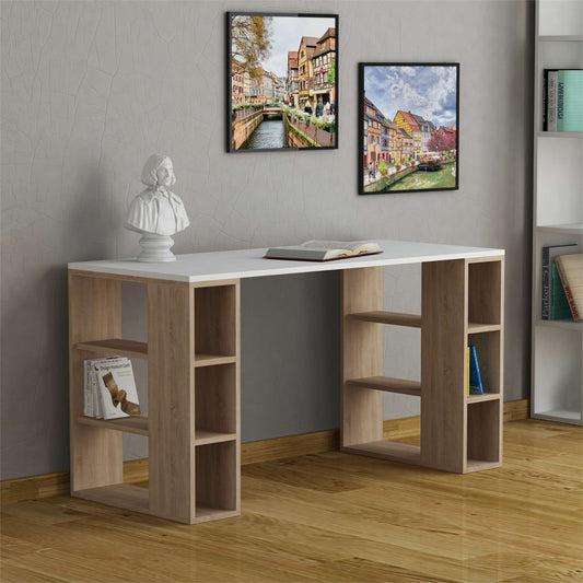 Colmar Desk, Wood, White and Oak