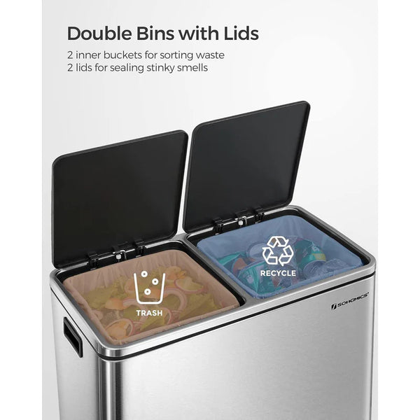 Double Rubbish Bin – Waste & Recycling, Metal Pedal