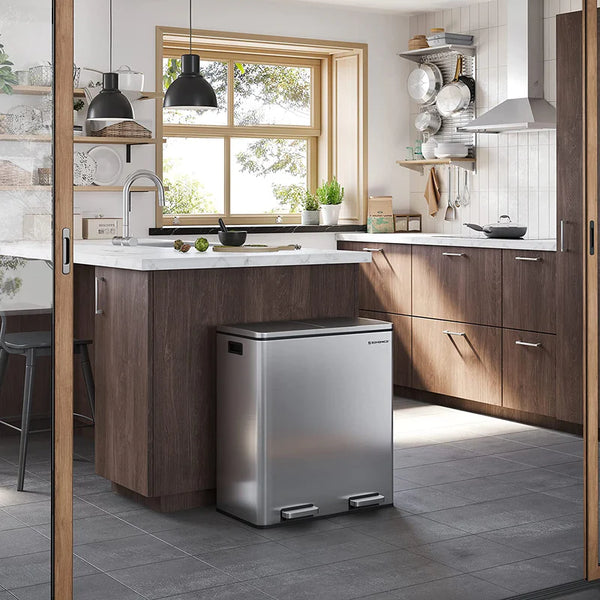 Double Rubbish Bin – Waste & Recycling, Metal Pedal