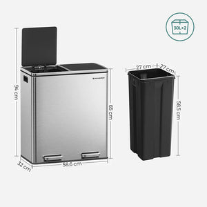 Double Rubbish Bin – Waste & Recycling, Metal Pedal