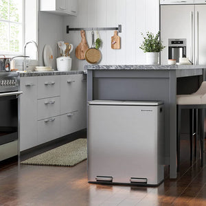 Double Rubbish Bin – Waste & Recycling, Metal Pedal