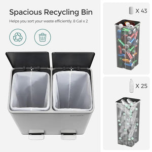 Double Rubbish Bin – Waste & Recycling, Metal Pedal