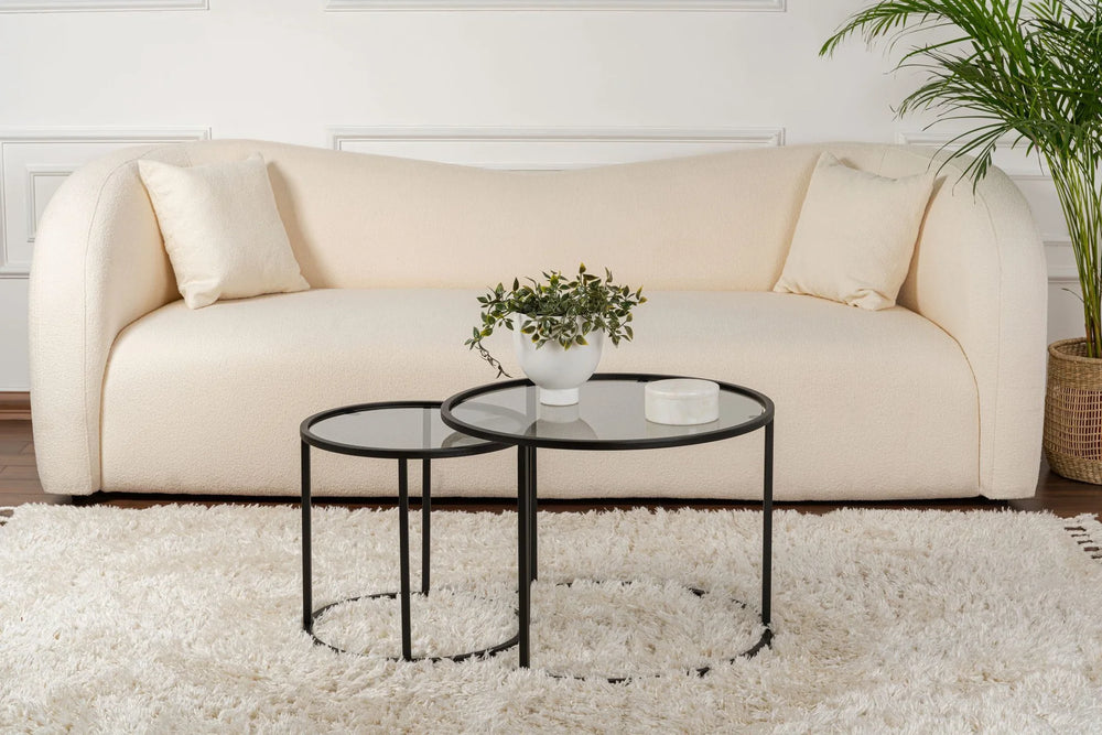 Set of 2 Round Coffee Tables in Black - Karrari