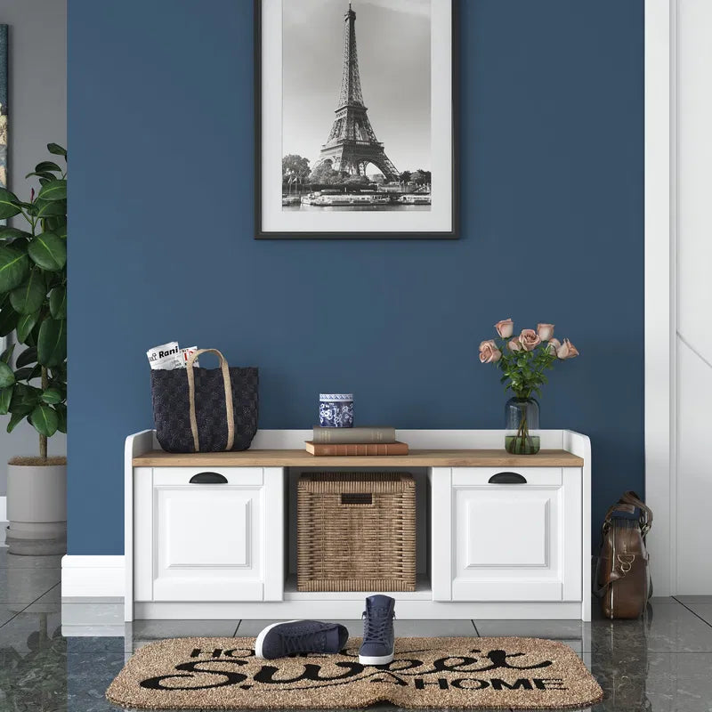 Shoe Cabinet with Storage - White & Walnut - Karrari