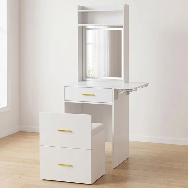 3-in-1 Vanity Desk with Lighted Mirror & Chair - Karrari