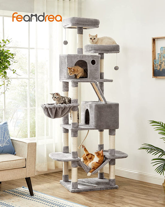 Cat Tree, 206 cm Large Cat Tower with 13 Scratching Posts