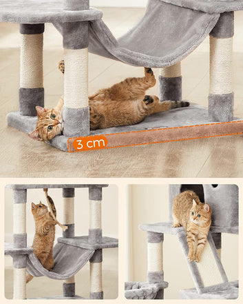 Cat Tree, 206 cm Large Cat Tower with 13 Scratching Posts