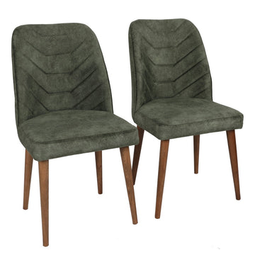 Bohemian Charm Chairs, Set of 2, Walnut and Dark Green