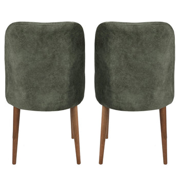 Bohemian Charm Chairs, Set of 2, Walnut and Dark Green