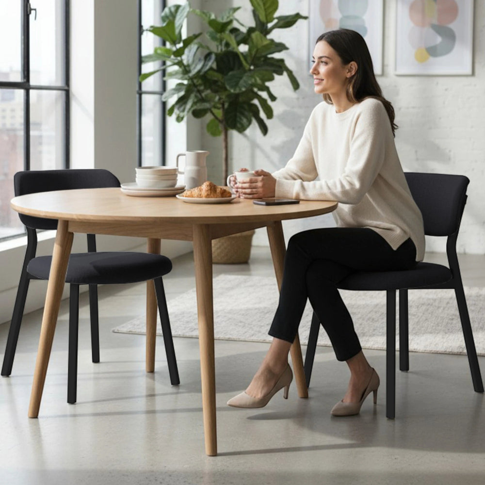 TOLDY Dining & Kitchen Chair – Black Metal Legs (Set of 2)