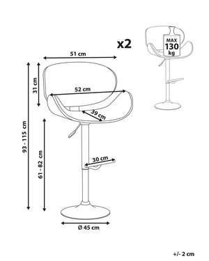 Modern Adjustable Bar Stools – White Faux Leather & Walnut Wood (Set of 2) - Karrari