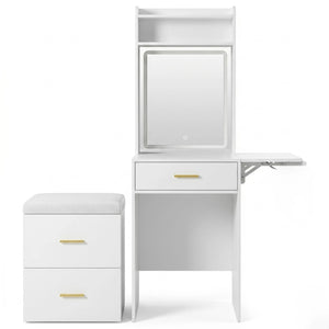 3-in-1 Vanity Desk with Lighted Mirror & Chair - Karrari