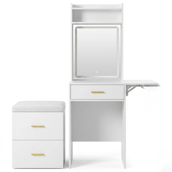 3-in-1 Vanity Desk with Lighted Mirror & Chair - Karrari