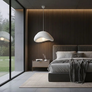 Luna-30-Nua Ceiling Light – White Fiberglass & Metal (42x37x22cm)
