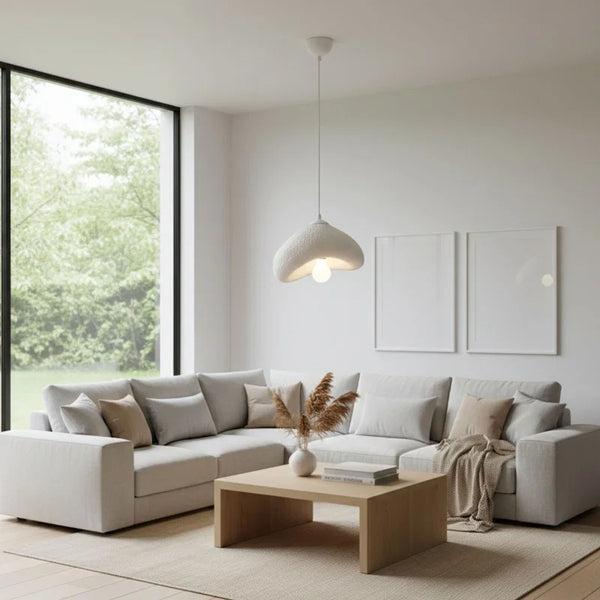 Luna-30-Nua Ceiling Light – White Fiberglass & Metal (30x21x16cm)