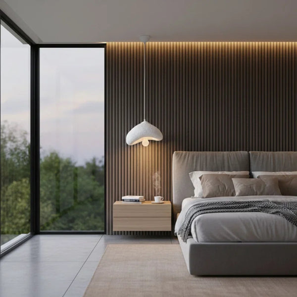 Luna-30-Nua Ceiling Light – White Fiberglass & Metal (30x21x16cm)