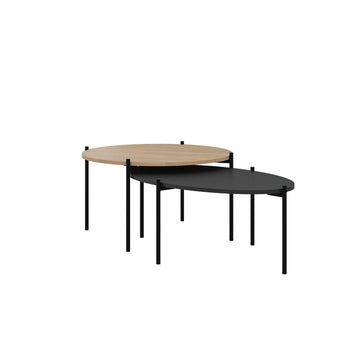 Odelia Coffee Table, Round & Oval, Oak & Black