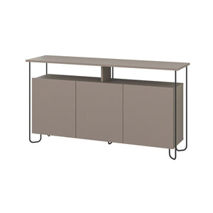 CORNEA Sideboard – 3-Door Wood & Metal, Light Mocha - Karrari