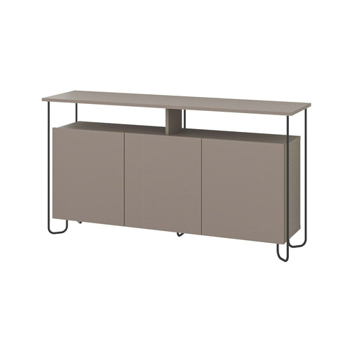 CORNEA Sideboard – 3-Door Wood & Metal, Light Mocha - Karrari