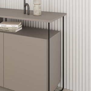 CORNEA Sideboard – 3-Door Wood & Metal, Light Mocha - Karrari