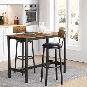 Set of 2 Bar Stools 39 x 39 x 100 cm with Footrest