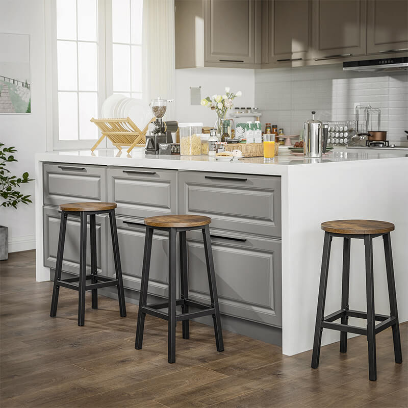 Bar Stools Set of 2 Bar Chairs Kitchen Chairs with Sturdy Steel Frame Height 65 cm