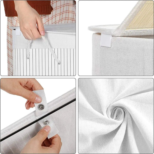 Bamboo Laundry Hamper - Removable Bag & Lid - Karrari